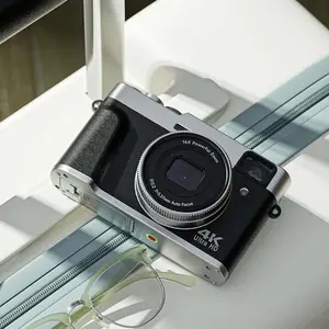 Summer 2025 Edition | 4K Digital Camera with Viewfinder & Flash |  Retro Autofocus Vlogging Camera for All Ages | Easy Setup | 16X Zoom | Time Lapse | Selfie | Compact Travel Camera with 32GB SD Card & Wrist Strap Included