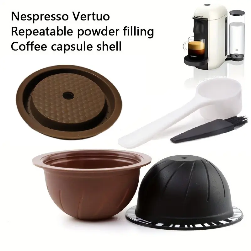 Reusable Coffee Pods for VertuoLine - 2Pack Refillable Capsules+1Silicone Lids, Durable PP Material, Compatible with Vertuo 150/230ml Machines, Coffee Capsule Shell Brewing, Coffee Accessories
