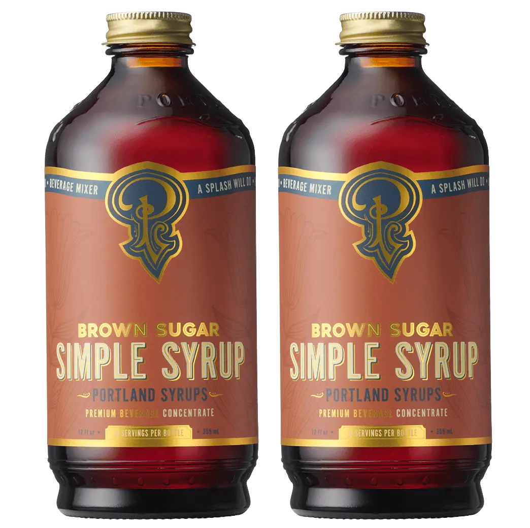 Portland Soda Works Brown Sugar Simple Syrup Two-Pack - Premium Handcrafted Syrup for Cocktails & Baking - 12oz Bottles - 24 Servings - Rich Organic Cane Sugar Blend