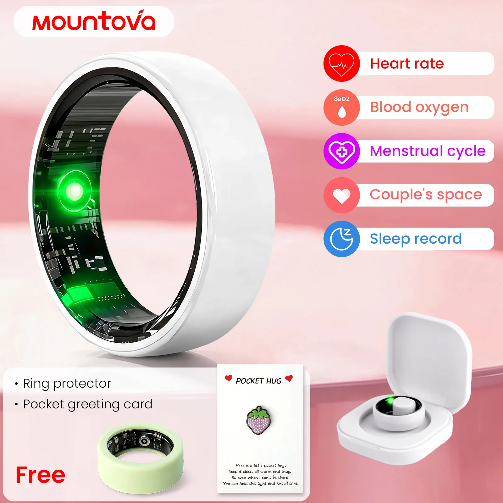Cloud White Ceramic Smart Ring | IP68 Waterproof Health Tracker, Sleep HRV Heart Rate Stress & Cycle Monitor for Men Women, Recharge Charging Case, iOS Android Compatible
