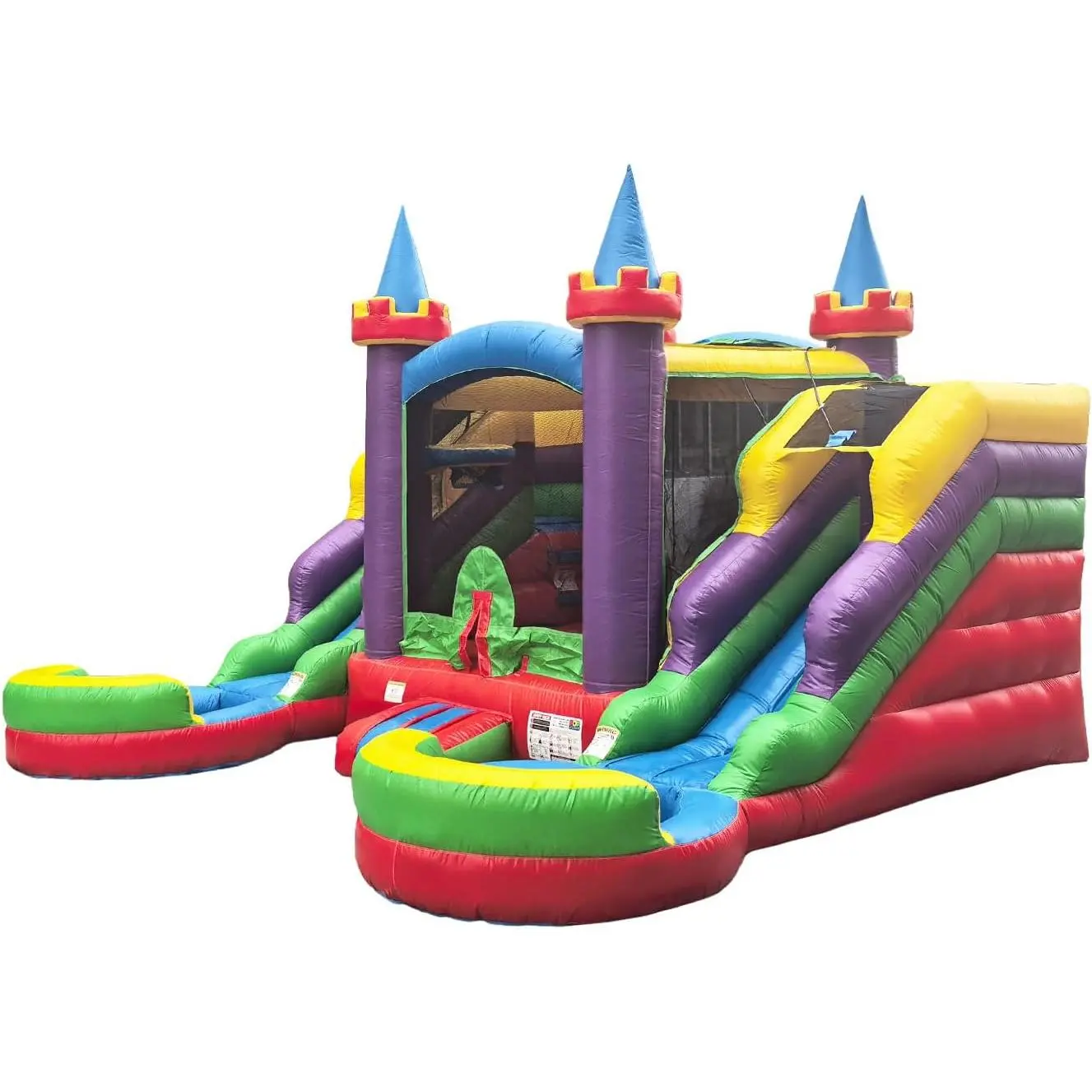 UIRGR16x15 Rainbow Castle Commercial Inflatable Bounce Dual Slide Pool