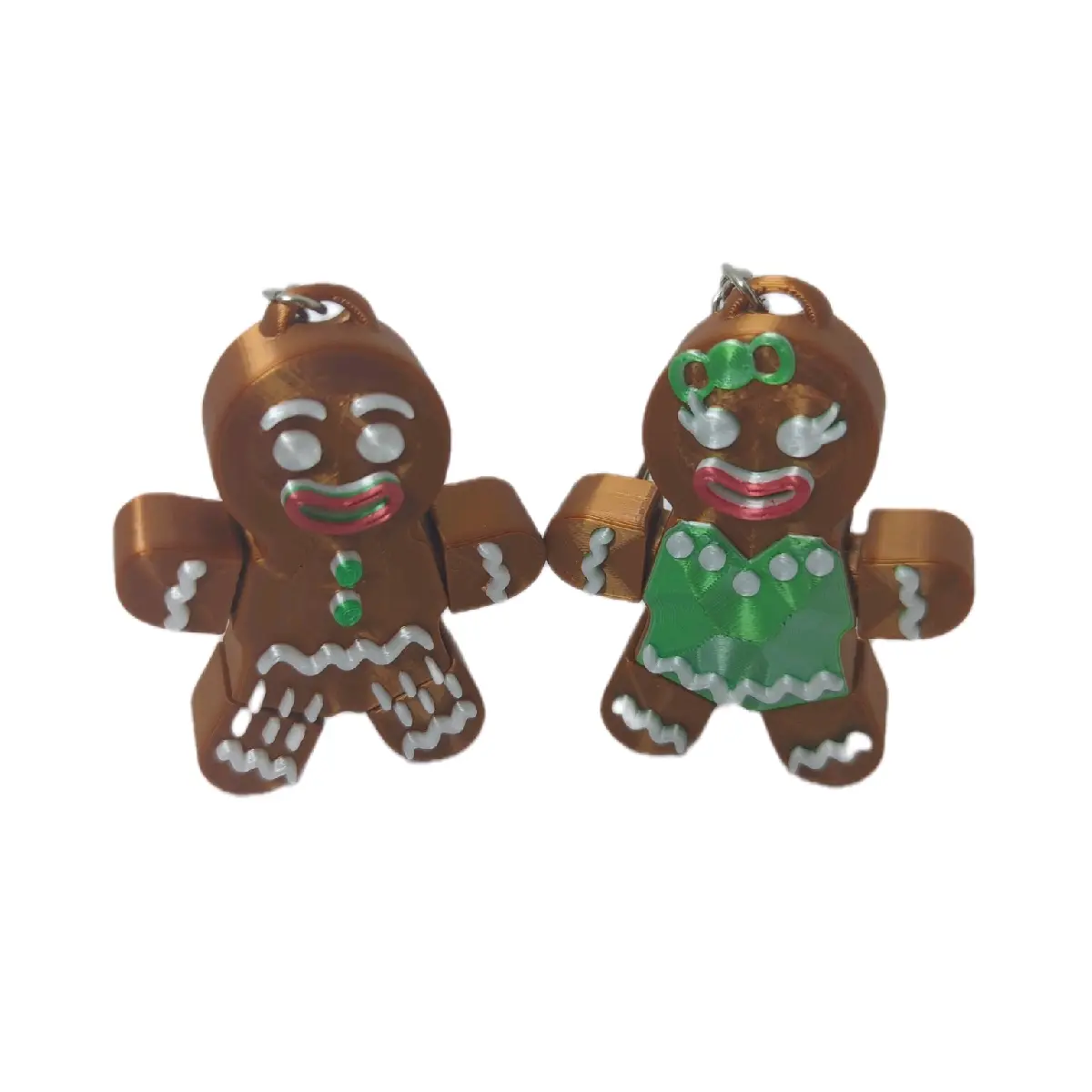 3D Gingerbread Man and Lady Keychain - Perfect for the Holidays