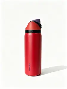 Red Owala FreeSip Leakproof Insulated Hydration Tumbler - Portable Water Bottle Flask for Outdoor Adventures