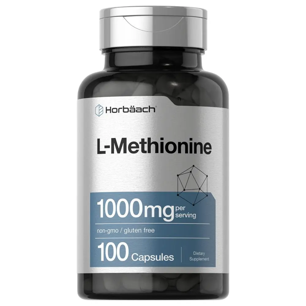 Horbäach L-Methionine 1000mg | 100 Capsules | Non-GMO, Gluten Free | Free Form Supplement