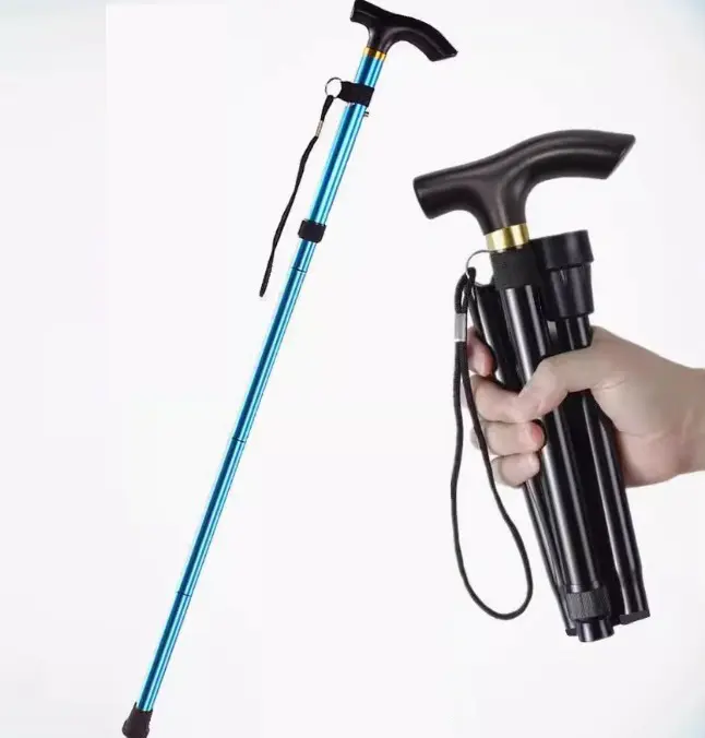 Unisex 5-Section Collapsible Hiking Stick, Lightweight Compact Adjustable Trekking Pole for Climbing, Backpacking