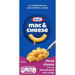 Kraft Three Cheese Macaroni and Cheese Dinner, 7.25 oz Box (Pack of 6) Pasta Flavor Artificial Salt Protein