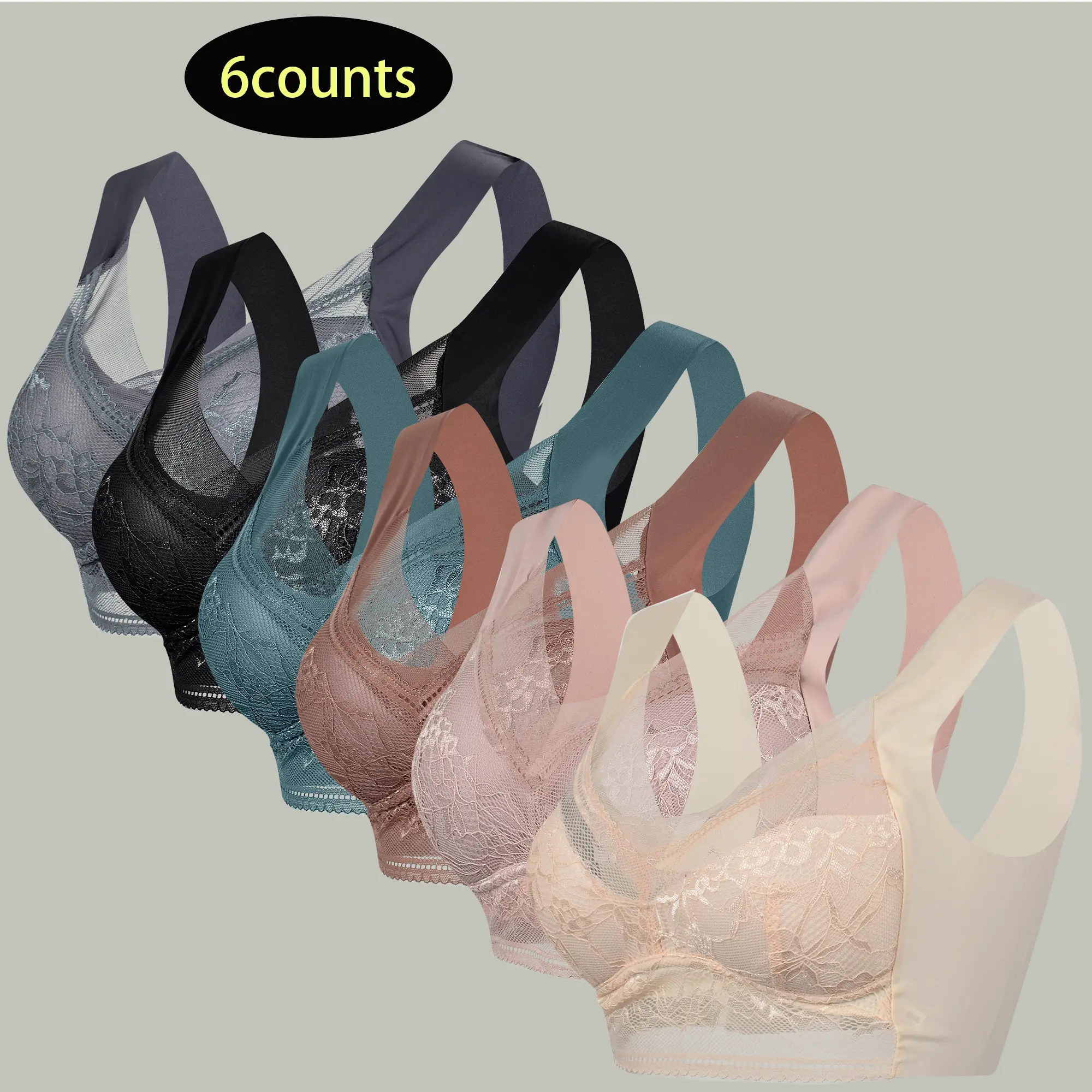 [Free Delivery]Women‘s Bra Backless seamless lift bra for women invisible under clothes no lines push bra Seamless underwear Wireless, Multicolors, breathable and comfortables Womenswear Bridal 6Pcs Basic push bra bras women strapless bra Lingerie summerw