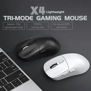 Tri-Mode Wireless Gaming Mouse, 59g Ultra Lightweight Mouse with Bluetooth 5.4/2.4GHz/USB-C, 8000 DPI Adjustable, 1000Hz Polling Rate, Rechargeable Ergonomic Mouse for FPS Gaming, Laptop, PC, Mac