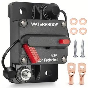 Mindow 60Amp Circuit Breaker for Boat Trolling Motor Marine, 12V-48V DC Breaker with Manual Reset Waterproof Inline Fuse for ATV/RV/Trailer/Automotive/Car/Solar System/Electronic Battery Disconnect
