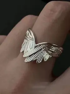 [Angel Wing Rings] Trendy Angel Wings Adjustable Rings - Perfect for Weddings, Parties, Jewelry Gifts,Geometric Brushed Design for All Seasons