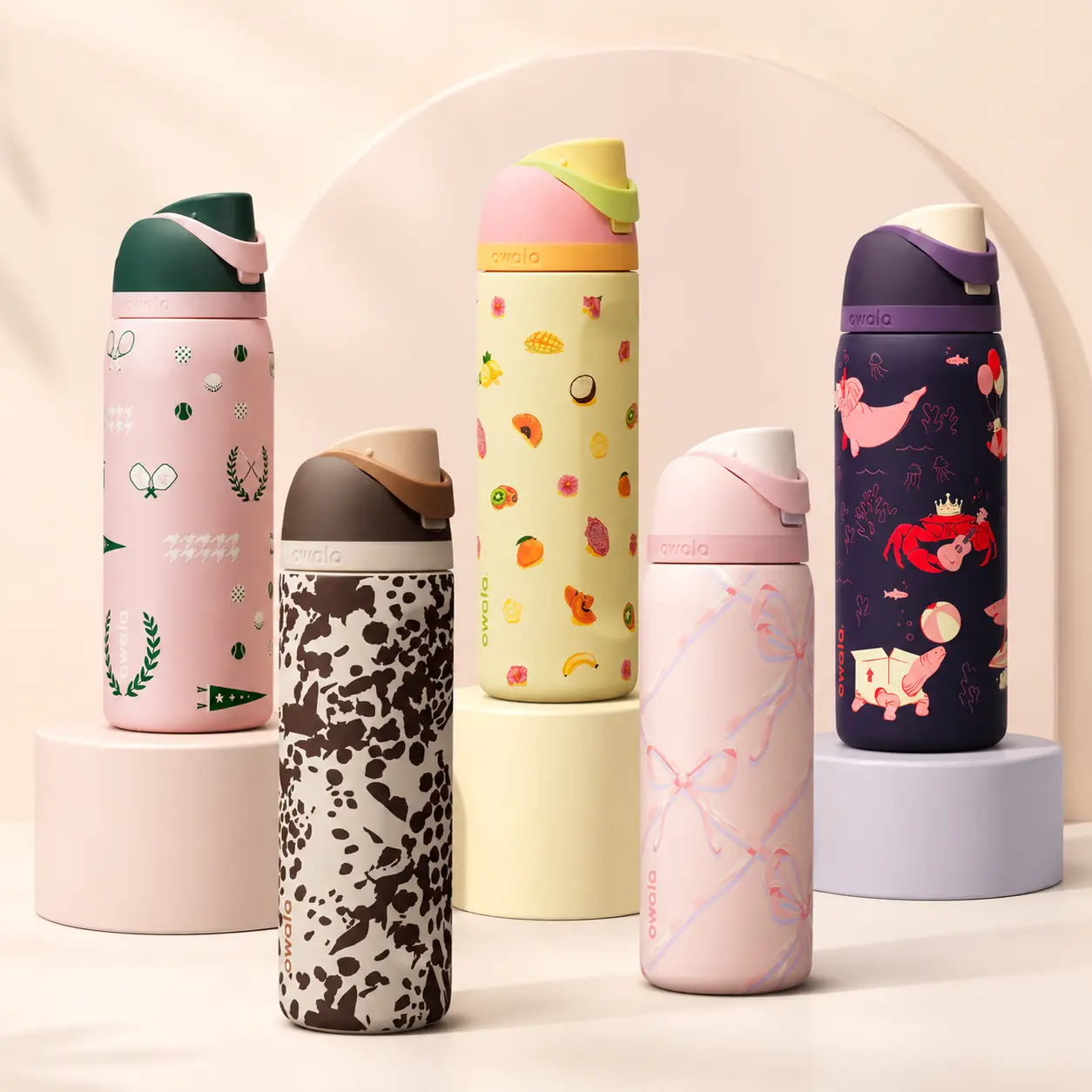 Owala FreeSip Insulated Stainless Steel Water Bottle - 32 oz BPA-Free Leak-Proof with 2-Way Spout, Built-In Straw for Travel, School, Silly Goose, Weekender, Sugar Plum FairyDesigns