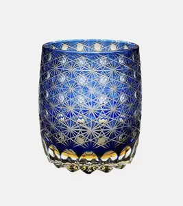 11oz Brand New Japanese Edo Kiriko Whisky Glass - Hand-Cut Engraved Crystal Tumbler, Luxury Transparent Glassware Drinkware, Ideal for Whiskey Lovers, Drinkware Tumbler