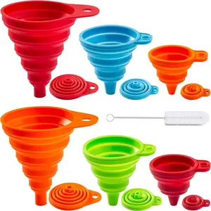 6 Pack Kitchen Funnel Set - Food Grade Silicone Collapsible Funnel, Funnels for Kitchen Use Filling Bottles, Daily Cooking, and Water or Powder Transfer. (Multicolor)