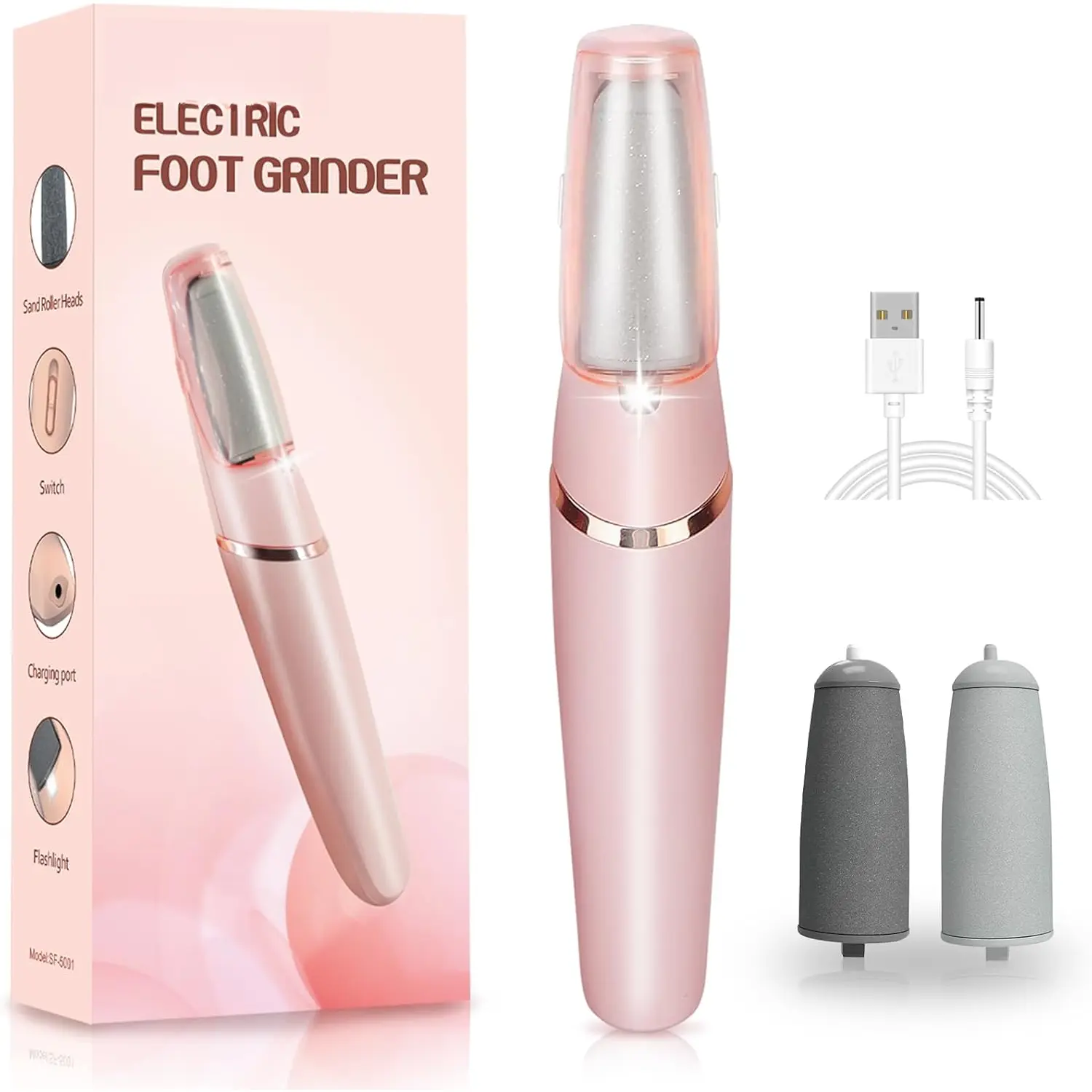 Callus Remover for Feet,  Electric Foot Callus Remover Rechargeable Pedicure Tools Smooth Pedicure Wand Electronic Foot File, Feet Care for Removes Dry Hard &  Ideal Gift