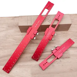 Precision Aluminum Pocket Ruler Set, Measuring Ruler, 6/8/12 Inch (approximately 1.6 Cm) Scale, Adjustable Sliding Rule with Stop Block, Woodworking Measuring Tool, DIY Woodworking Engineering