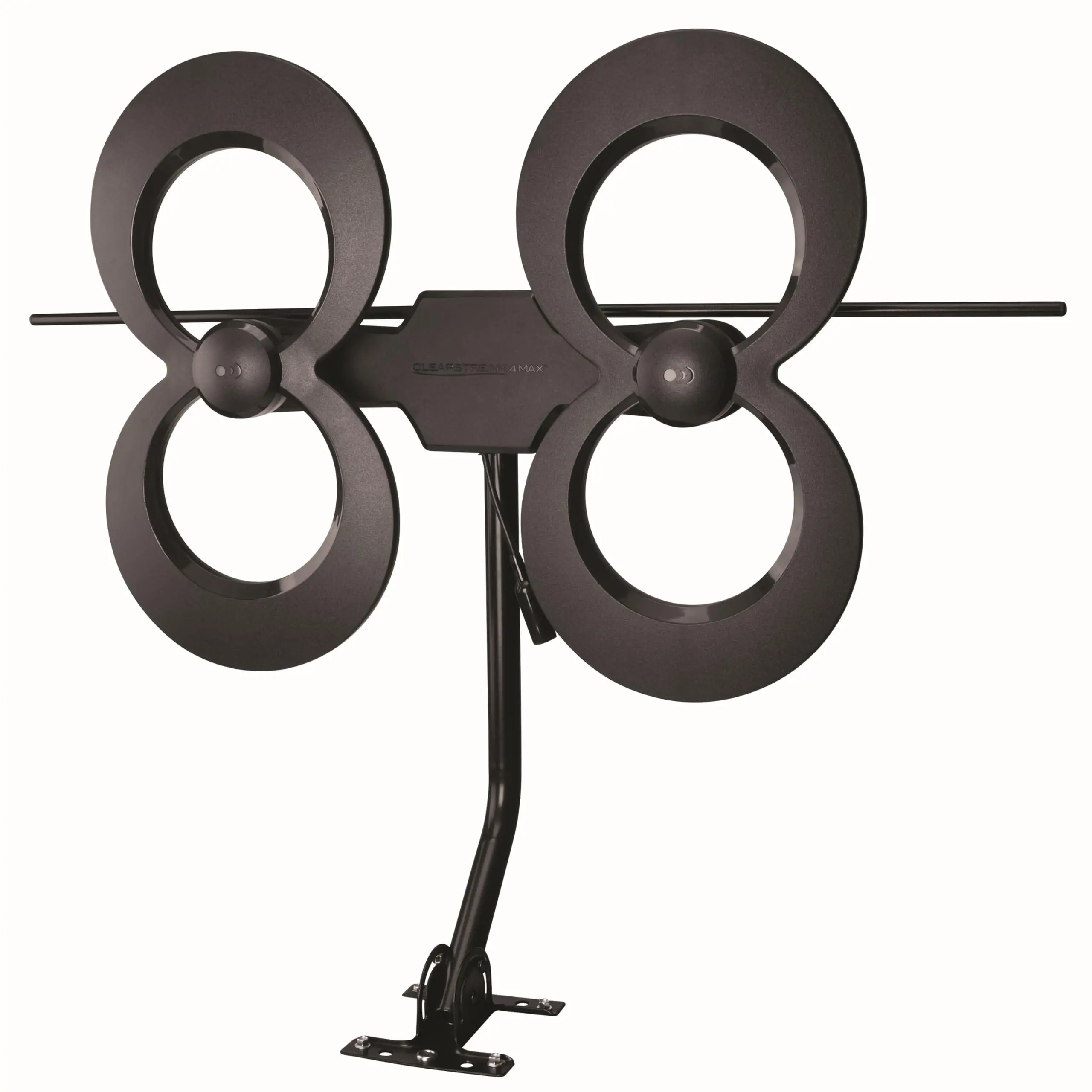 Antennas Direct ClearStream 4MAX Indoor-Outdoor TV Antennas, UHF/VHF Compatible, Multi-Directional, 70+ mi Range, 4K 8K UHD, NEXTGEN TV - 20-in Mast Included (Black)