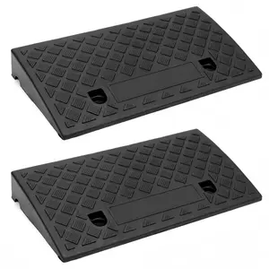 2-Pack High-Strength PVC Plastic Curb Ramps, 2.6" Rise Heavy-Duty Driveway Threshold Ramps with Built-In Drainage Grooves & Stable Design, 2000 Lbs Load Capacity, Non-Slip Surface, 19.7"x10.6"x2.6" for Driveways, Sidewalks, Concrete/Asphalt
