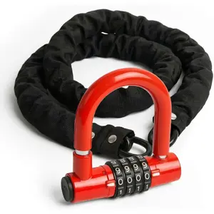 4 Digit Combination Bike Chain Lock, Mini Anti-Theft U Bicycle Combo Lock, 3.3FT x 8mm Security Steel Chain Lock for Electric Bike, Scooter, Motorcycle