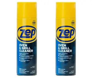 ZEP 19 oz. Heavy-Duty Oven and Grill Cleaner, foaming spray, degreaser, baked-on grease remover, no-scrub formula, vertical surface cling, industrial strength, oven interior, grill grates, rotisserie cleaner, drip pans, burner pans, porcelain, cookware
