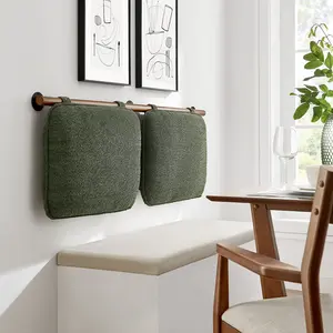 Anela Wall-Mounted Chenille Upholstered Queen Headboard in Sage Walnut