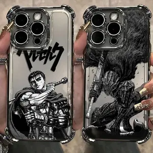 Berserk Guts Hot Blood Anime Plating Case For iPhone 17 Air 16 15 14 13 12 11 Pro Max X XR XSMax 7 8 Plus Anti-Fall Airabag Back Cover