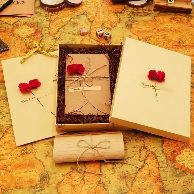 Letter Gift Box,1 Set Retro Romantic Letter Paper & Envelope & Pen & Gift Bag,Graduation Season,Valentine's Day Gifts (Red Rose), Classy Gift Box