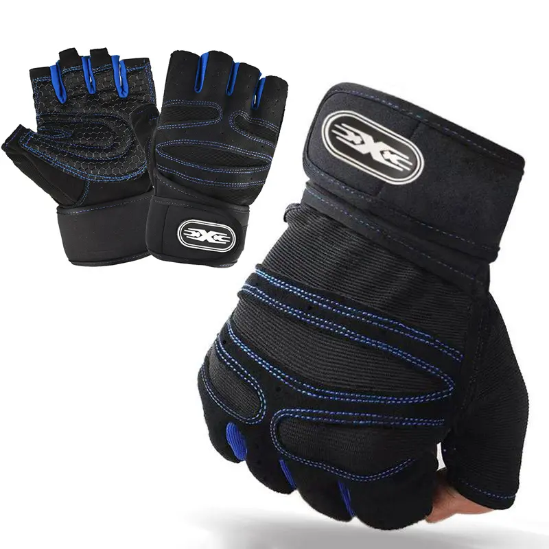 Half-Finger Non-Slip Lifting Gloves with Adjustable Wrist Wrap & Breathable Design, for Dumbbell, Strength Training, Cycling, Gym Workout, Workout Accessories, Unisex Training Gloves, Wrist Straps