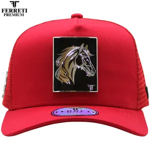 FERRETI HATS FT90M Horse Power Red Mesh Baseball Cap for Men