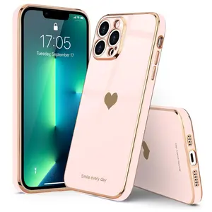 Entronix Case for Apple iPhone 17/16/15/14/13/12/11/XR Air/Plus/Pro Max - [Smile Every Day] Golden Heart Plated Cover, Smartphone Accessories