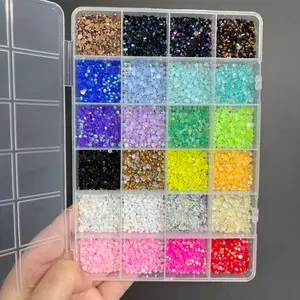 Sparkling Flat-Back Nail Art Rhinestones, Sparkly Rhinestone, Glitter Rhinestones, 8500 Pieces, 24 Colors, Beautiful Accessories for Nails, Phone Cases, Shoes, Clothes, Bags