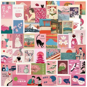 50pcs Retro Pink Japanese Aesthetic Graffiti Series Stickers, Suitable for Faith Based Designs Such As Scrapbooks, Diaries, Laptops, Water Bottles, Cars, Etc., As Gifts with Positive Messages