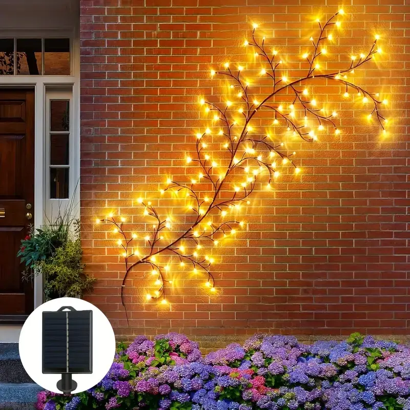Solar Branch String Lights, Soft Warm Fairy Lights, Outdoor Decoration Light, Holiday Decoration Lights, Indoor and Outdoor Decor, Perfect for Bedroom, Balcony, Camping, Party, Christmas