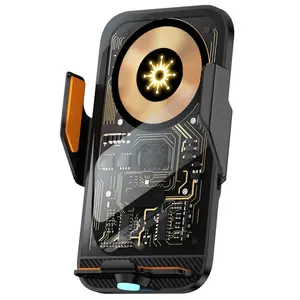 15W Fast Charging Smart Car Wireless Charger Phone Holder with Auto Sensor Clamping for iPhone 16 15 14 13 12 Pro Max xiaomi Sumsung LG Android Led Lights