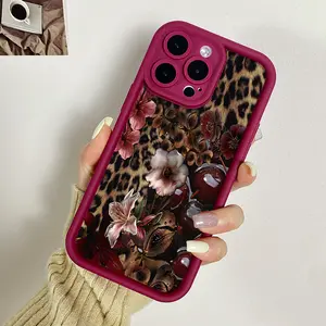 A cheetah cherry blossom pattern Phone Case for iPhone 17/16/15/14/13/12/11 Xs Pro Max Plus AIR, for Samsung S26/S25/S23/S24/S22/S21/NOTE20/A54/A53/A52/A36/A35/A34/A33/A17/A16/PLUS/ULTRA/FE phone cover soft shockproof protective Shell cover