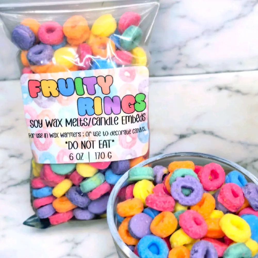 Fruity Ring Wax Melts - Handmade Soy Wax Melts for Candle Embellishments - Scented, Freshener, Fragrance Decoration Aroma