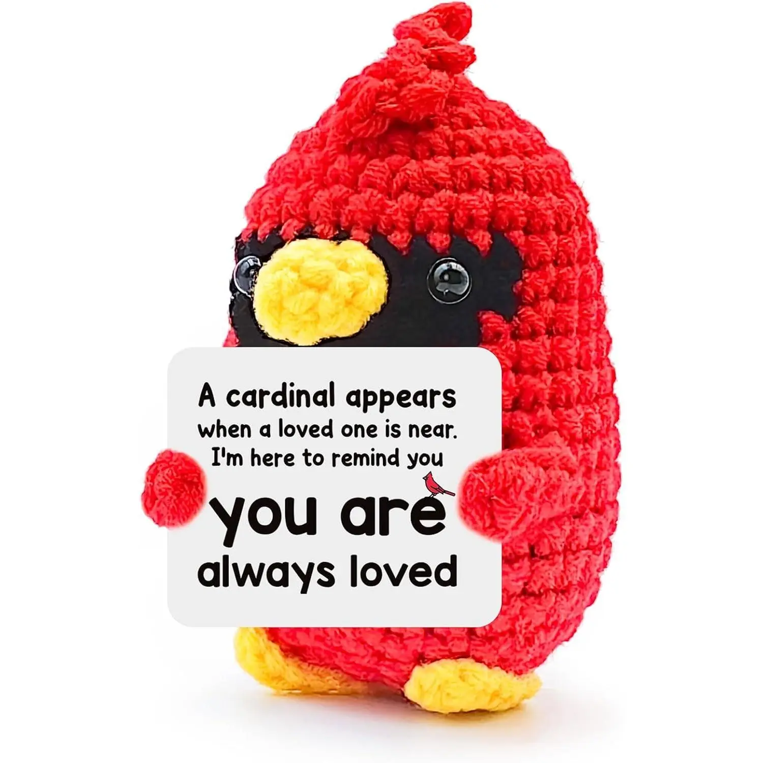 Cardinal Gifts for Women – Handmade Crochet Cardinal with Comforting Message, Memorial and Sympathy Gifts for Loss of Loved One, Bereavement Christmas Stocking Stuffers for Teen Adult Gift