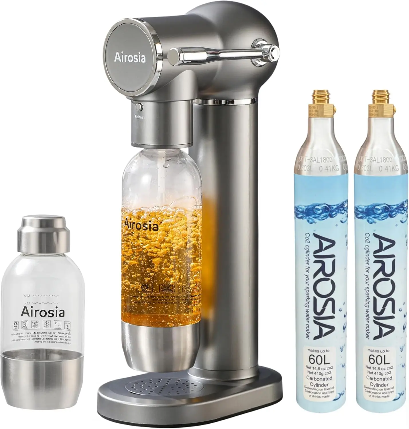 ABS Soda Maker Machine - Carbonates Any Drink, Home Detachable Sparkling Water Carbonator with 2 CO2 Carbonators, 1L+0.5L BPA-Free Bottles, Built-In Safety Pressure Valve & 3-Speed Adjustable Bubbles