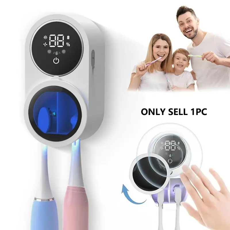 Wall Mounted Toothbrush Sterilizer, Rechargeable Toothbrush Holder, Toothbrush Sanitizer Holder, Toothbrush Sanitizer And Holder, Toothbrush Holders For Bathrooms, Toothbrush Cleaner with LED Smart Screen, Personal Care Appliances, Bathroom Accessory