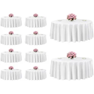 VEVOR White Round Tablecloths 10 Pack, 132 Inches in Diameter, Stain- Wrinkle- Resistant, Machine Washable Table Clothes, Polyester Fabric Table Covers for Wedding, Party, Banquet, Formal EventsVEVOR Super Brand Day