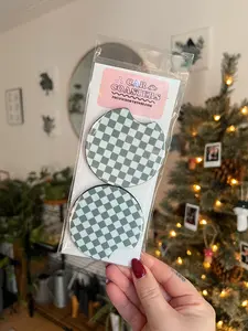 Checkered Print Car Coasters