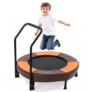 Mersco 36-Inch Foldable Mini Trampoline for Kids 1-6, Indoor/Outdoor Metal Frame Rebounder with Foam Handle, Safe Thick Cover, Easy Assembly for Active Play Trampoline Workout, Toddler Birthday Gift