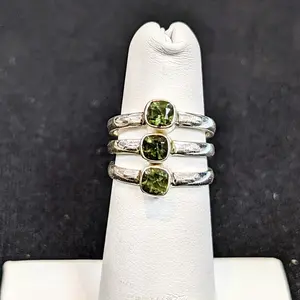 Moldavite Square Faceted Ring (Size 4.75) #J768