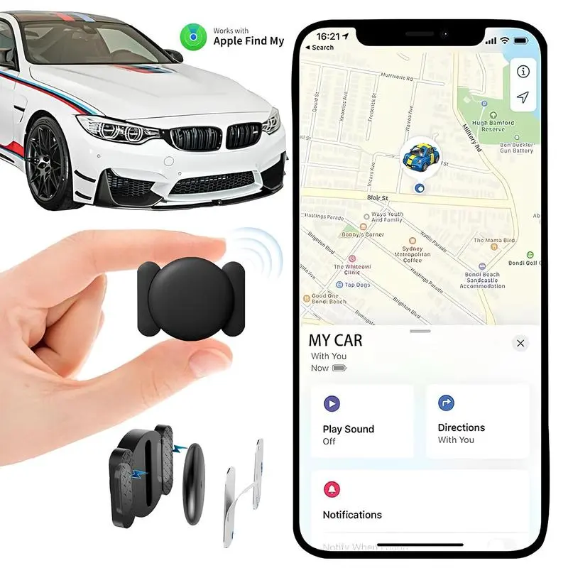 Hidden Magnetic Mini GPS Tracker for Vehicles Only For IOS – No Subscription GPS Device, Real-Time GPS Tracking for Kids, Pets, or Vehicles, Works with Apple Find My, Vehicle Locator