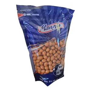 Manzela Japanese Style Peanuts 31.58 oz Large Family Pack Crunchy Toasted Coating Savory Flavor Protein Snack