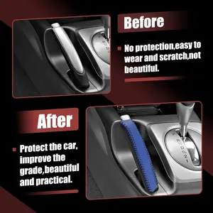 Premium Leather Car Handbrake Cover with Stitching, Universal Fit Auto Handbrake Protector, Anti-Slip Car Interior Accessory, Car Accessories