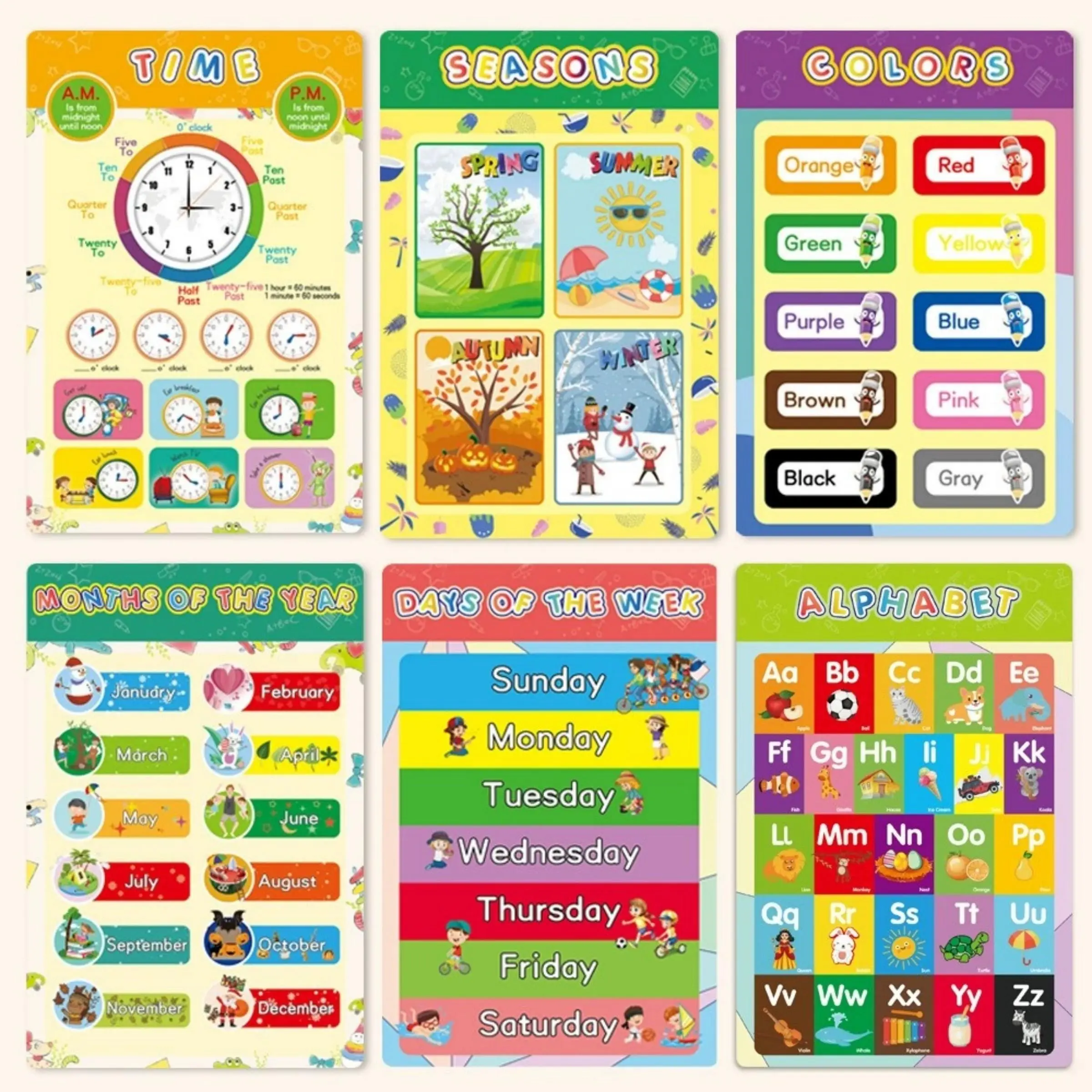 16 Sheets Preschool Education Posters, Preschool Learning Materials, Kids Learning Abc, Child Number Chart, Alphabet Wall Chart, Engaging Classroom Decor, Early Childhood Development, Visual Learning Tools, Homeschool Supplies