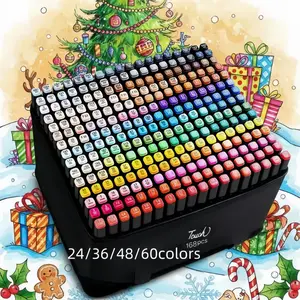 Double-Headed Art Markers Set, Marker Calligraphy, 60/48/36/24 Colors, Ideal for Adult Drawing & Sketching, Perfect Gift for Girls Boys Artists, Art School Supplies