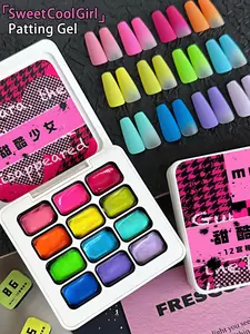 12-colors patter glue smudges canned high saturation popular semi-solid nail polish glue nail salon for special use