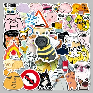 50 MEME Doodle Cartoon Personalized Funny Emoji Stickers, Sticker Decals, Sticker Custom, Suitable for Scrapbooks, Diaries, Laptops, Water Bottles, Cars, and Other Faith-based Designs; Gifts with Positive Messages, Universal Car Sticker