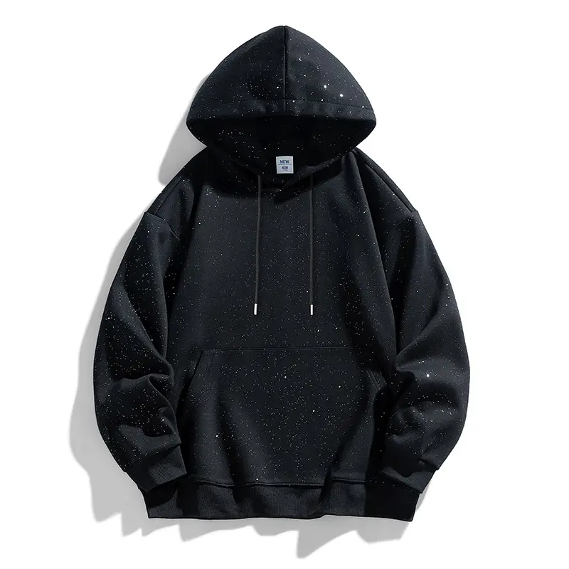 Men's Stylish Sequin Star Hoodie, Personalized Long Sleeve Casual Fashion Pullover Sweatshirt for Streetwear, Casual Fashion Sweatshirt, Longsleeves, Fitted, Star Print, Basic, Retro, M, Business, Plain, Streetwear Clothing, Foldable